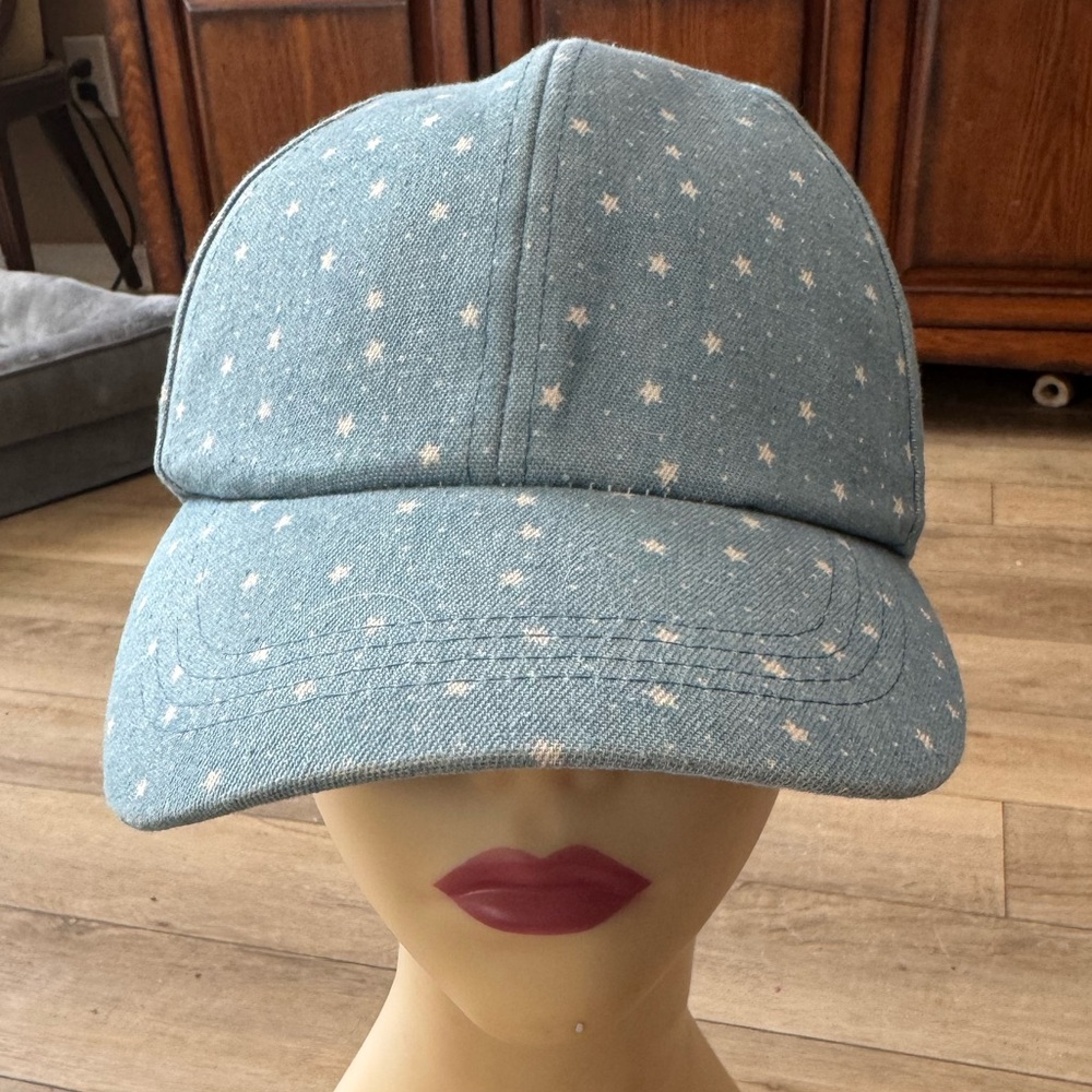 Chaps Light Blue Denim Baseball Hat with Star Pattern